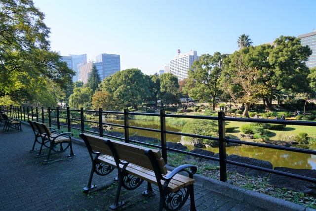 ベンチでランチタイム